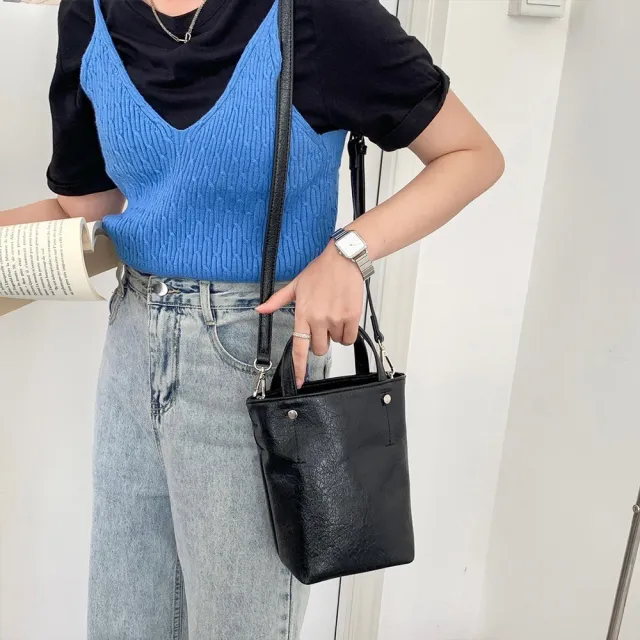 【LEESA】雙11 斜背包\手提包\可愛包包\手提水桶包\水桶包\側背包\韓國小包包\軟皮包包\皮革小 