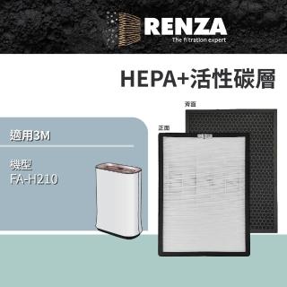 【RENZA】適用 3M FA-H210 超抗敏型 4-10坪 空氣清淨機(HEPA濾網+活性碳濾網 濾芯 濾心)