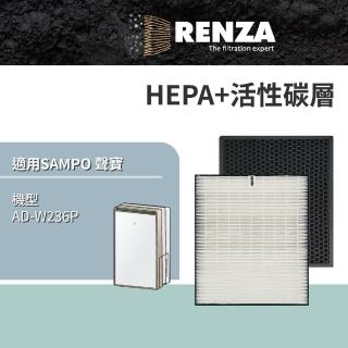 【RENZA】適用 SAMPO 聲寶 AD-W236P 18公升 PICO PURE 清淨型除濕機(HEPA濾網+活性碳濾網 濾芯 濾心)