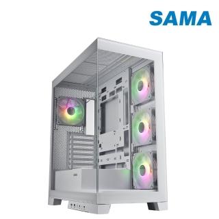 【SAMA 先馬】SAK451{白} 大境界 ATX 海景房電腦機殼(顯卡限長43cm/塔扇限高18.3cm/Type-C/背插ATX)