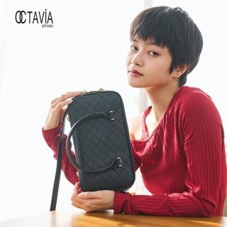 【OCTAVIA 8】OCTAVIA8 真皮- 方的原則 雙層四方菱格車線肩斜背包- 名模黑(OCTAVIA 8 2024 真皮)