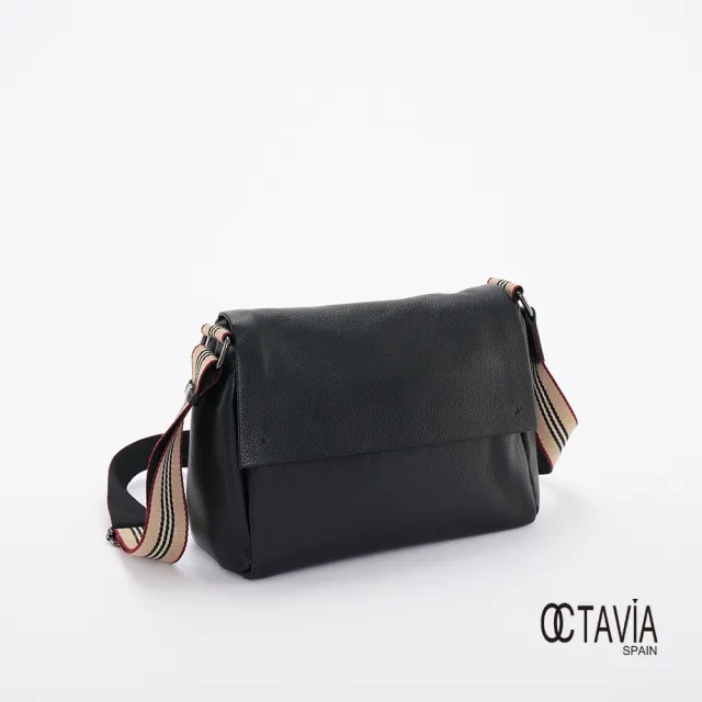 【OCTAVIA 8】雙11 OCTAVIA8 真皮-  Delivery 全牛皮織帶肩斜四方書包 - 愛書黑(OCTAVIA 8 2024 