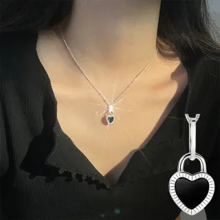【KT DADA】包包 項鍊 純銀項鍊 女項鍊 愛心項鍊 寶石項鍊 復古項鍊 黑瑪瑙項鍊 項鍊吊墜 