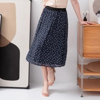 【perng yuh 芃諭名品】怡然俏感 圓點印花 雪紡圓裙(2024 AW Collection｜3C秋冬新品上市)