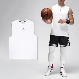 【NIKE 耐吉】背心 Jordan Sport 男款 白 黑 無袖 喬丹 運動 上衣 Dri-FIT 開衩(FN5857-100)