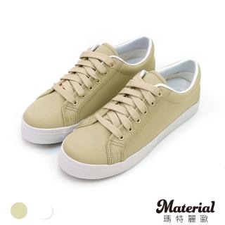 【MATERIAL 瑪特麗歐】休閒鞋 MIT布面綁帶平底包鞋 真皮鞋墊 T13008(休閒鞋)