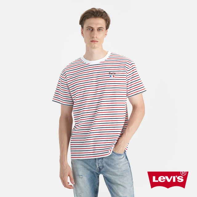 LEVIS 官方旗艦 男款 藍白紅經典條紋Tee 巴黎浪漫系列 人氣新品 0023Y-0000