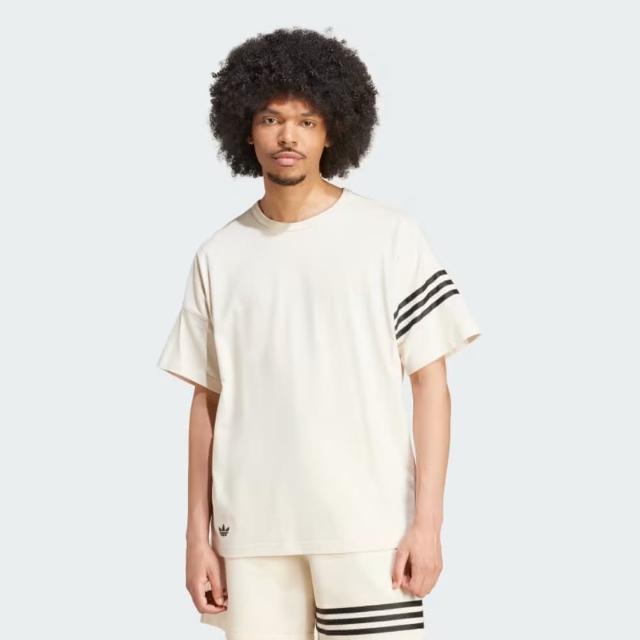 【adidas 愛迪達】上衣 男款 短袖上衣 運動三葉草 NEU C TEE 米白 JF9139