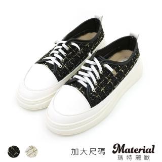 【MATERIAL 瑪特麗歐】女鞋 休閒鞋 MIT加大尺碼小香風拼接懶人鞋 TG52917(休閒鞋)
