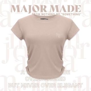 【MAJOR MADE】圓領鎖鍊字母抓皺修身短T(短袖上衣/短T/T恤)