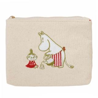 【Marushin 丸真】Moomin 嚕嚕米 刺繡棉質多功能收納包 面紙包 媽媽茶會