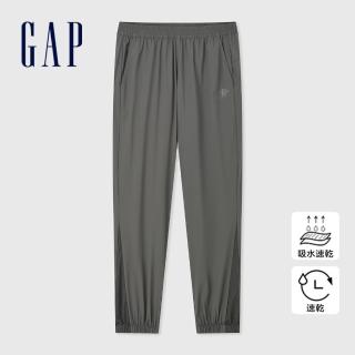 【GAP】男裝 Logo束口鬆緊運動褲-黑灰色(544304)