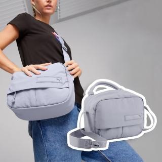 【PUMA】側背包 BL Shoulder Bag 藍灰 多夾層 斜背包 肩背包 隨行包 小包(090396-04)