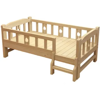 【HTGC】頂級松木150*70兒童床-安全無漆/全實木/加粗腳柱/高護欄(幼童床/兒童床/成長床/木床)