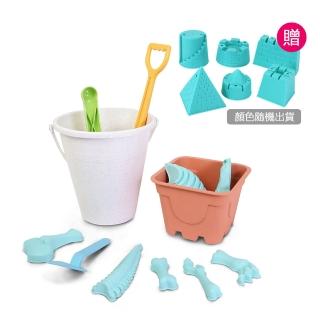 【KIDMATE】環保麥稈沙灘城堡12件組(兒童玩沙工具 沙灘玩具組 贈城堡沙模6入組)