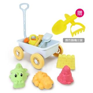 【KIDMATE】環保麥稈推車8件組(兒童玩沙工具 沙灘玩具組 沙灘組 贈沙鏟沙耙)