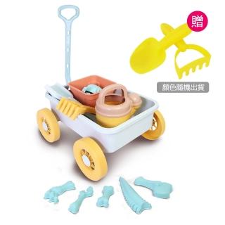 【KIDMATE】環保麥稈推車城堡13件組(兒童玩沙工具 沙灘玩具組 贈軟質混色沙鏟沙耙)