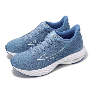 【MIZUNO 美津濃】慢跑鞋 Wave Rider 28 女鞋 藍 白 支撐 波浪片 緩衝 運動鞋 美津濃(J1GD2403-25)