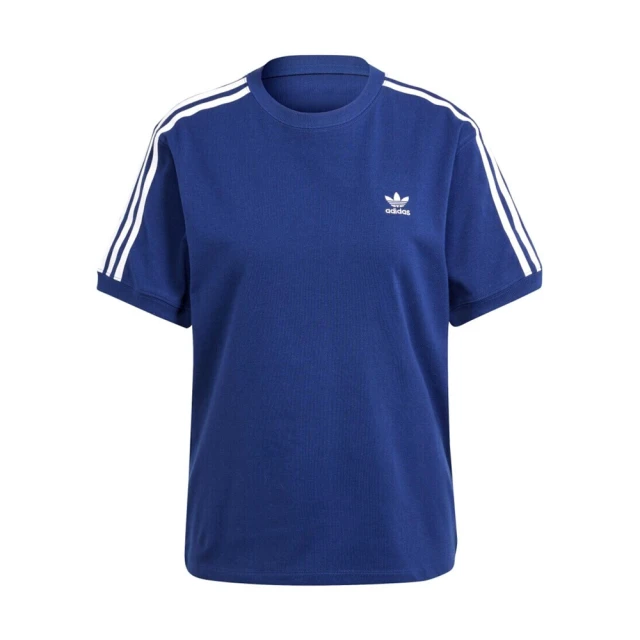 adidas 愛迪達 3 Stripe Tee 女 短袖 上衣 運動 休閒 三葉草 基本款 棉質 藍(IR8053)