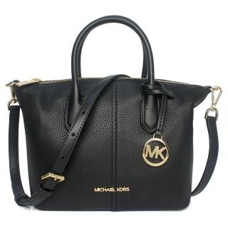 【Michael Kors】金字 LOGO軟皮革手提/斜背兩用包(小/黑)