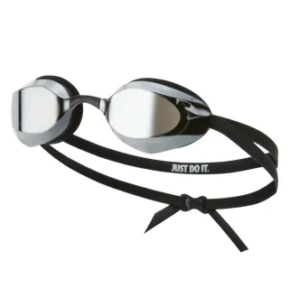 【NIKE 耐吉】SWIM 成人專業型鏡面泳鏡-抗UV 防霧 蛙鏡 游泳 戲水 黑白(NESSA176-040)