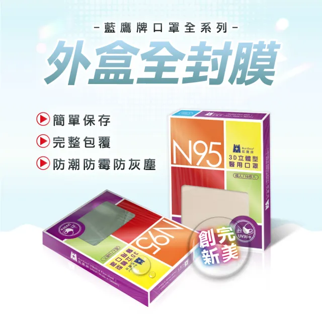 【藍鷹牌】N95立體型成人醫用口罩 多色綜合包 10片x2盒(10色各1片)