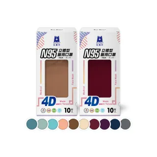 【藍鷹牌】N95 4D立體型醫療成人口罩 多色綜合包 10片x2盒(10色各1片)