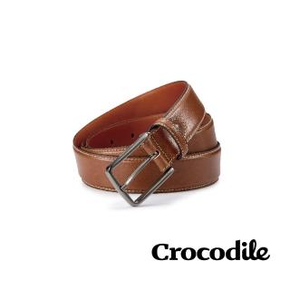 【Crocodile】母親節禮物 鱷魚皮件 休閒皮帶推薦 打洞真皮皮帶 中性皮帶 35MM-0102-35010-咖啡(男女適用 送