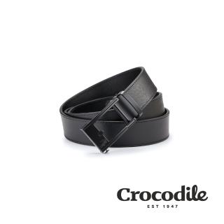 【Crocodile】鱷魚皮件 男生皮帶 真皮自動皮帶 紳士皮帶-35MM-0101-25010-黑色(義大利斜紋皮革Saffiano)