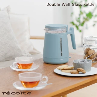 【recolte 麗克特】Double Wall Glass 玻璃電水壺-燕麥白/夕霧藍(RDG-1)