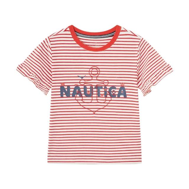 【NAUTICA KIDS】紅白條繡船錨T恤(Nautica kids LOGO條紋T恤)