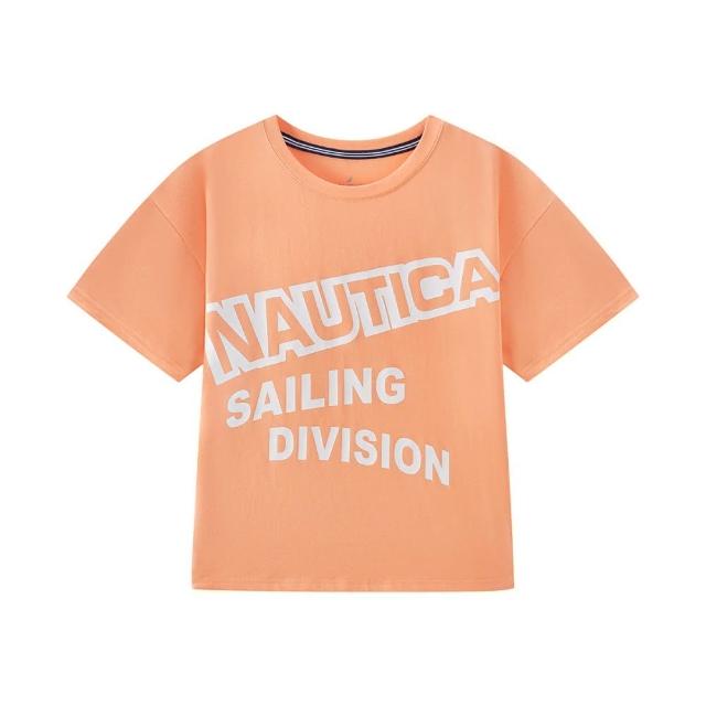 【NAUTICA KIDS】粉橘底白印字T恤(Nautica kids LOGOT恤)