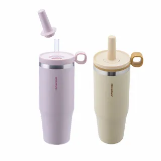 【CookPower 鍋寶】樂嚼系列-真空提環內陶瓷珍珠粗吸管杯1000ml