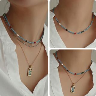 【LEEHER】女生/項鍊/串珠項鍊/珍珠項鍊/瑪瑙手鍊/寶石項鍊/法式項鍊/復古項鍊/細項鍊/韓