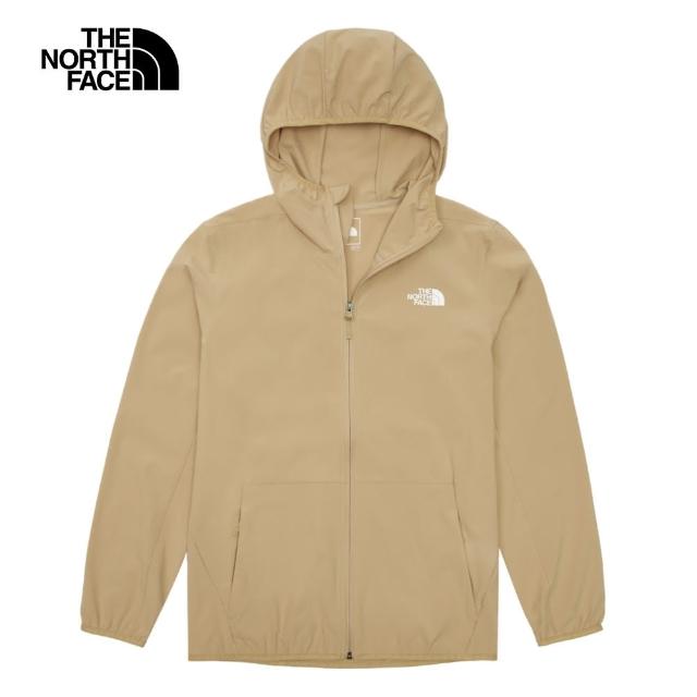 【The North Face 官方旗艦】北面男款卡其色DWR防潑水防曬連帽外套｜7WCYLK5(抗UV)