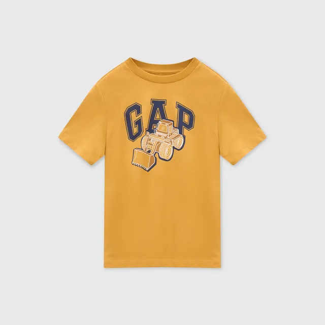 【GAP】兒童裝 Logo純棉印花圓領短袖T恤-黃色(642639)