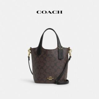 【COACH】蔻馳官方直營 HANNA經典Logo水桶包-IM/棕色/黑色(CR256)