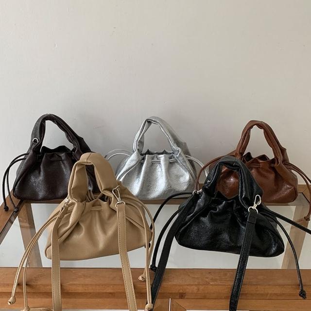 【巴黎精品】現貨+預購 手提包皮革肩背包(側背通勤百搭皺褶女包包5色a1fp51)