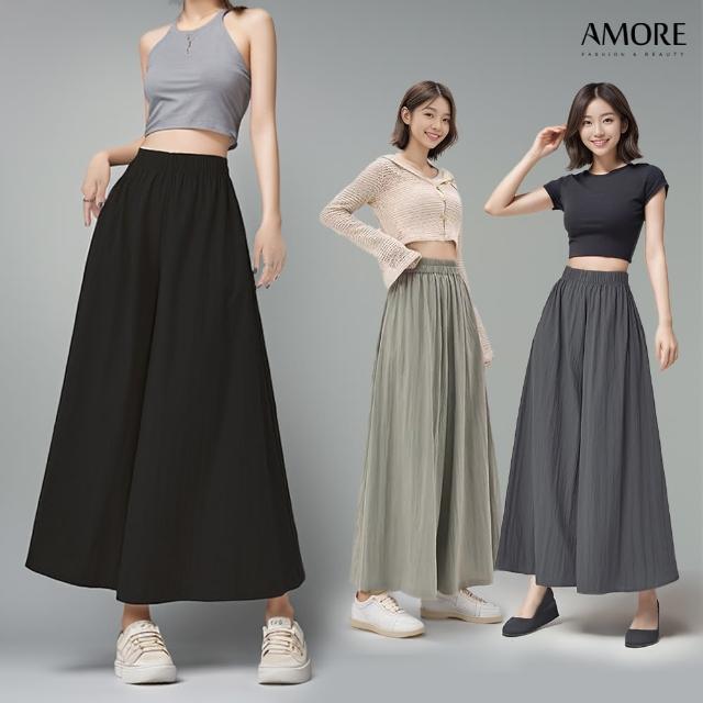 【Amore】 夏日親膚輕薄寬褲裙5色(夏日輕薄百搭褲裙)