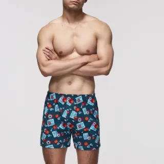 【Mr. DADADO】籃場高手 M-3L印花四角男內褲 天然絲光棉-吸濕排汗-GHQ418TG(土耳其綠)