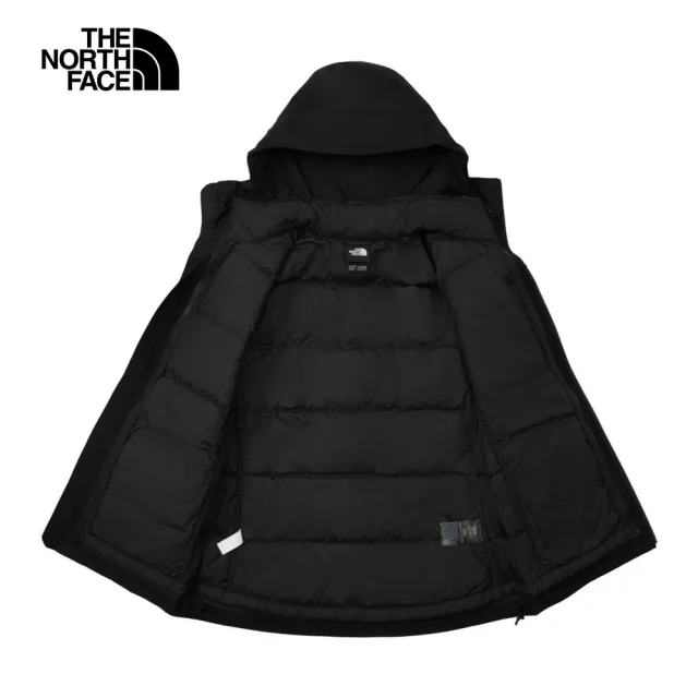 【The North Face 官方旗艦】北面女款黑色Gore-Tex防水防風透氣保暖連帽羽絨內裡三合一外套｜83RU4H0