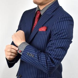 【men life】紅底點點 西裝配件三件組(袖釦領帶組)