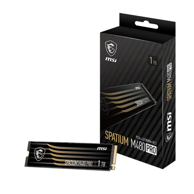 【MSI 微星】搭ARCTIC 散熱膏 ★ SPATIUM M480 Pro 1TB M.2 2280 PCIe 4.0 ssd固態硬碟(讀 7400M/寫 6000M)