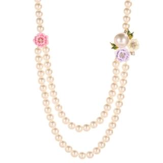 【巴黎精品】現貨+預購 項鍊珍珠吊墜(雙層玫瑰花朵水晶女飾品a1gf29)