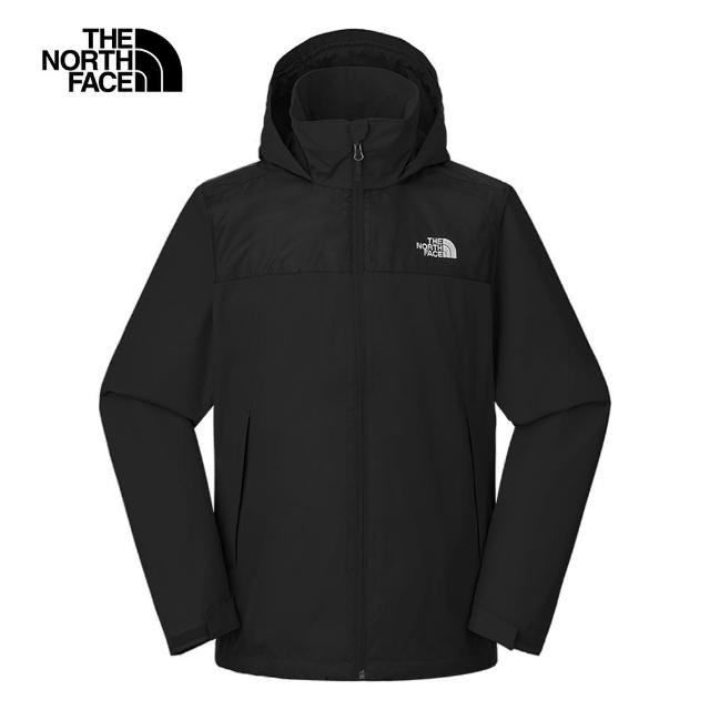 【The North Face 官方旗艦】北面男款黑色DryVent防水透氣連帽衝鋒衣｜88FR4H0(外套)