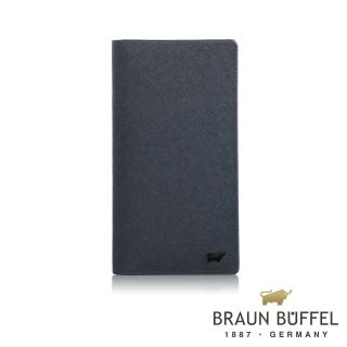 【BRAUN BUFFEL 德國小金牛】臺灣總代理 洛菲諾P-II 15卡透明窗長夾-藍色(BF347-301-NY)