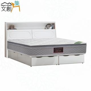【文創集】米莎雙人5尺六抽三件式床臺組合(床頭箱＋六抽床底＋天絲乳膠獨立筒床墊)