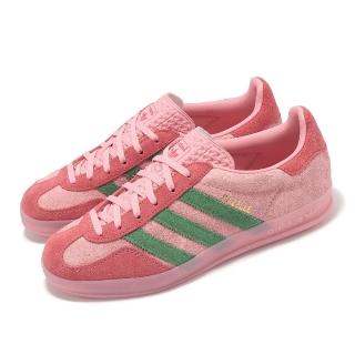 【adidas 愛迪達】休閒鞋 Gazelle Indoor W 女鞋 粉 綠 麂皮 復古 三條紋 愛迪達(IG6782)