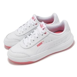 【PUMA】休閒鞋 Tori 女鞋 白 粉橘 皮革 厚底 增高 小白鞋(383026-19)