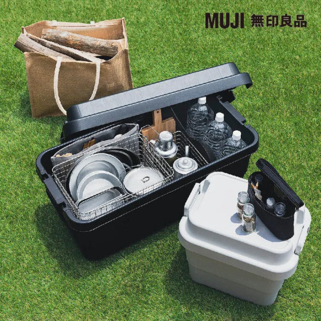【MUJI 無印良品】尼龍手提化妝包.薄型/黑.約12.5x20.5x6cm